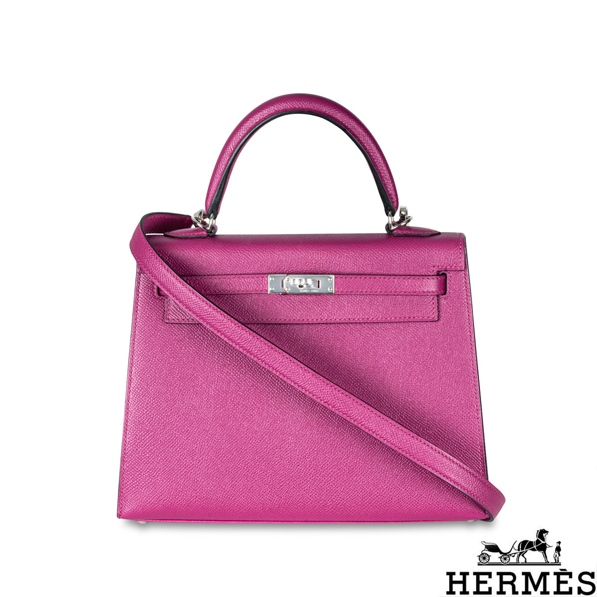 Hermés Kelly Sellier 25cm Rose Pourpre Epsom PHW Hermés Kelly Sellier 25cm Rose Pourpre Epsom PHW